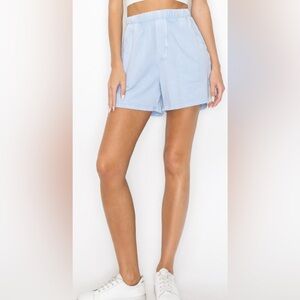J HER Light Denim Blue Mineral Wash Shorts